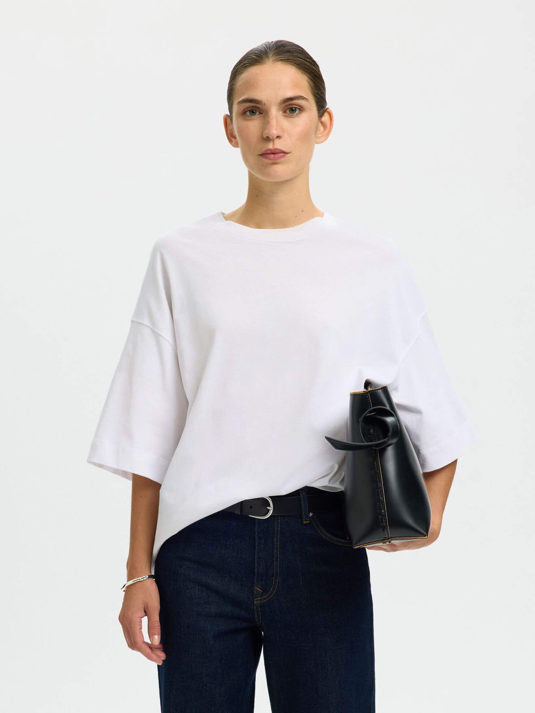 SLWcolwoman 2/4 Oversized Tee - Bright White