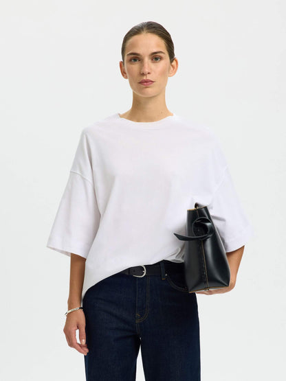 SLWcolwoman 2/4 Oversized Tee - Bright White