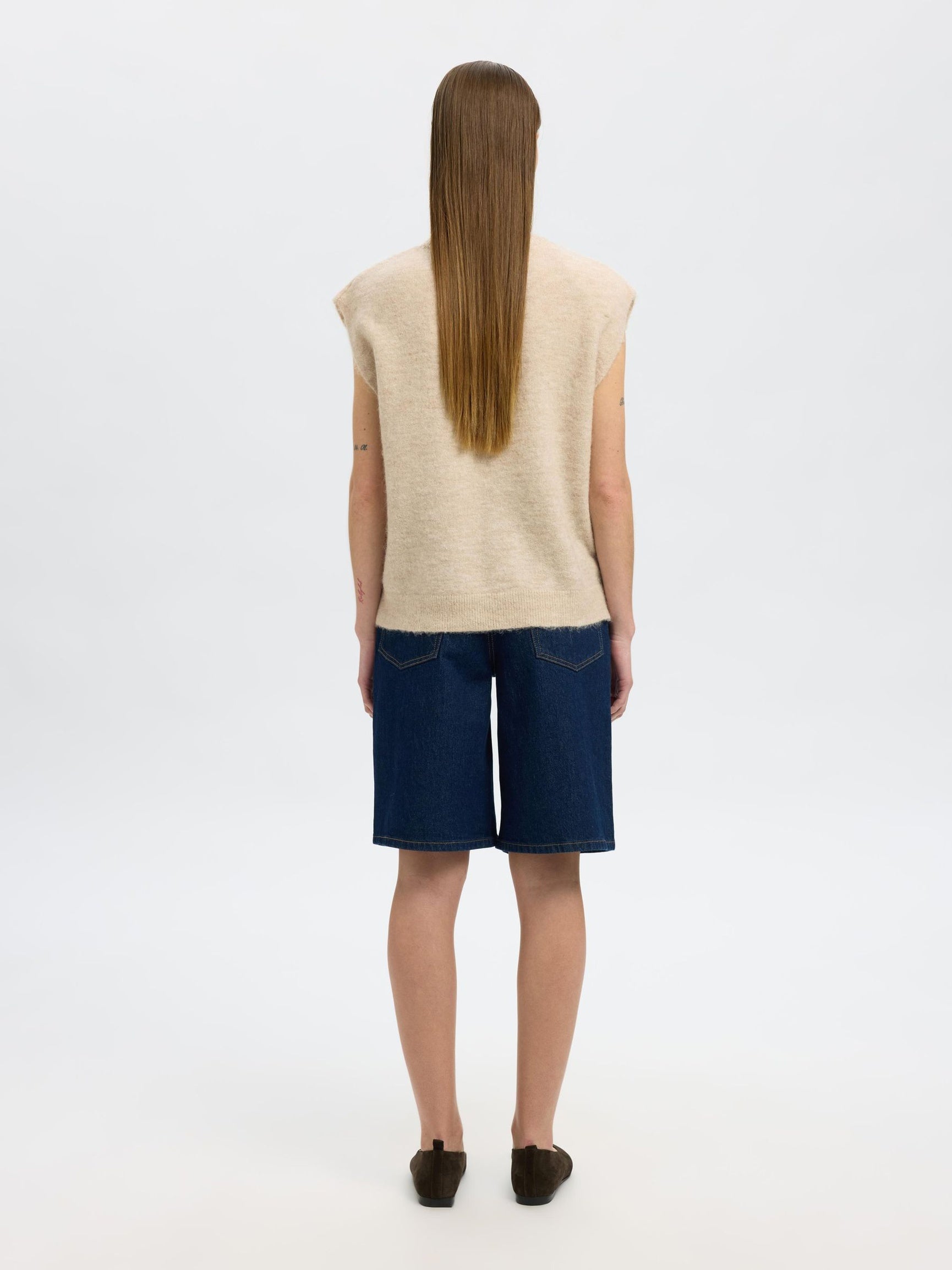 Slflulu sl knit vest - Birch melange