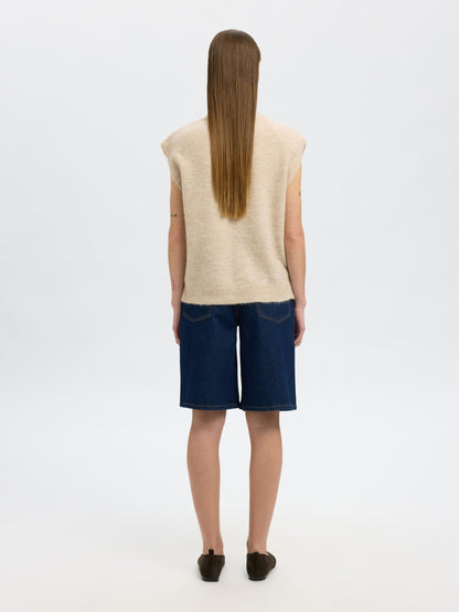 Slflulu sl knit vest - Birch melange