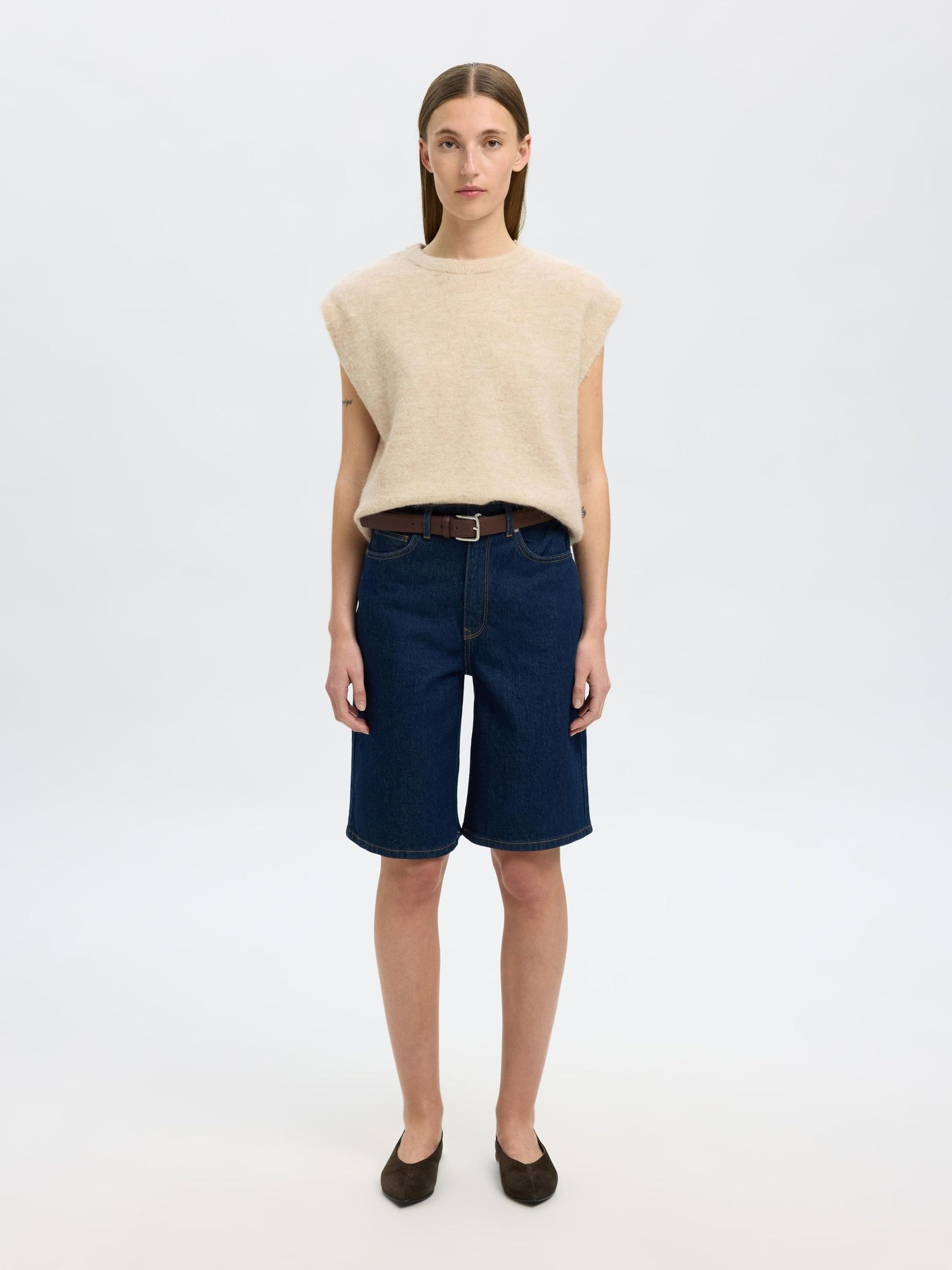 Slflulu sl knit vest - Birch melange