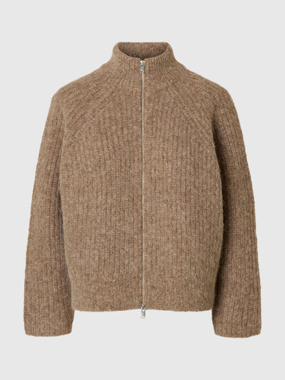 SLFanjuli LS knit Zip - delicioso mel