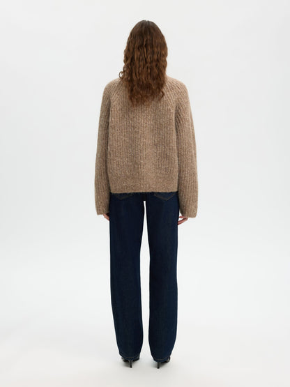 SLFanjuli LS knit Zip - delicioso mel