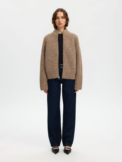 SLFanjuli LS knit Zip - delicioso mel