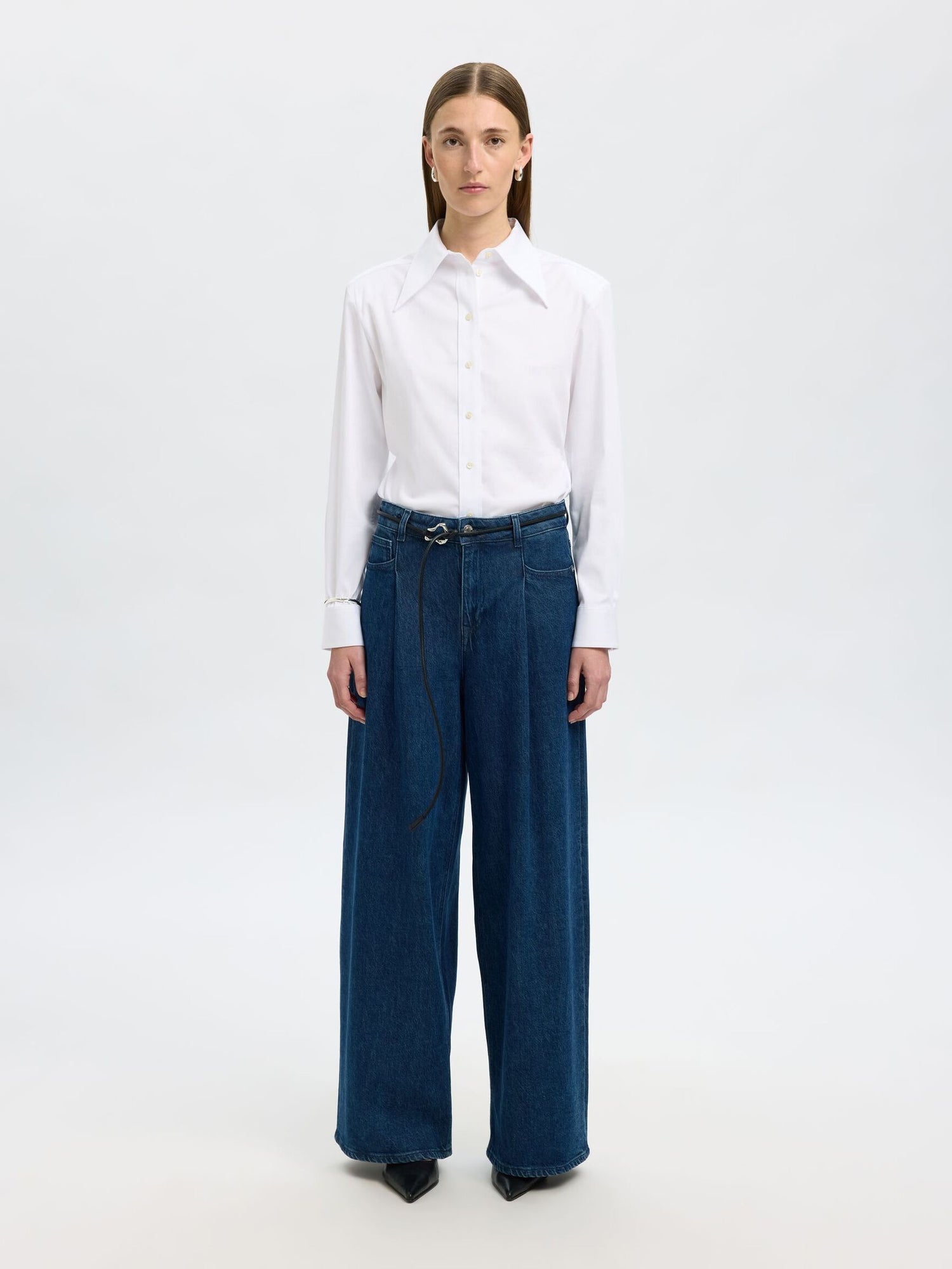 Slf wide selma-noa jeans - Dark Blue denim
