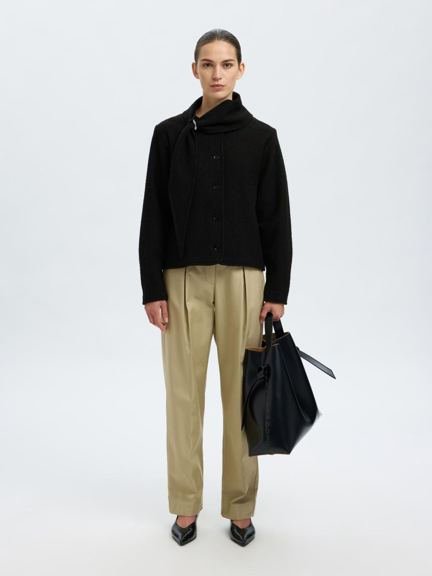 SlfDarla LS knit jacket - Black