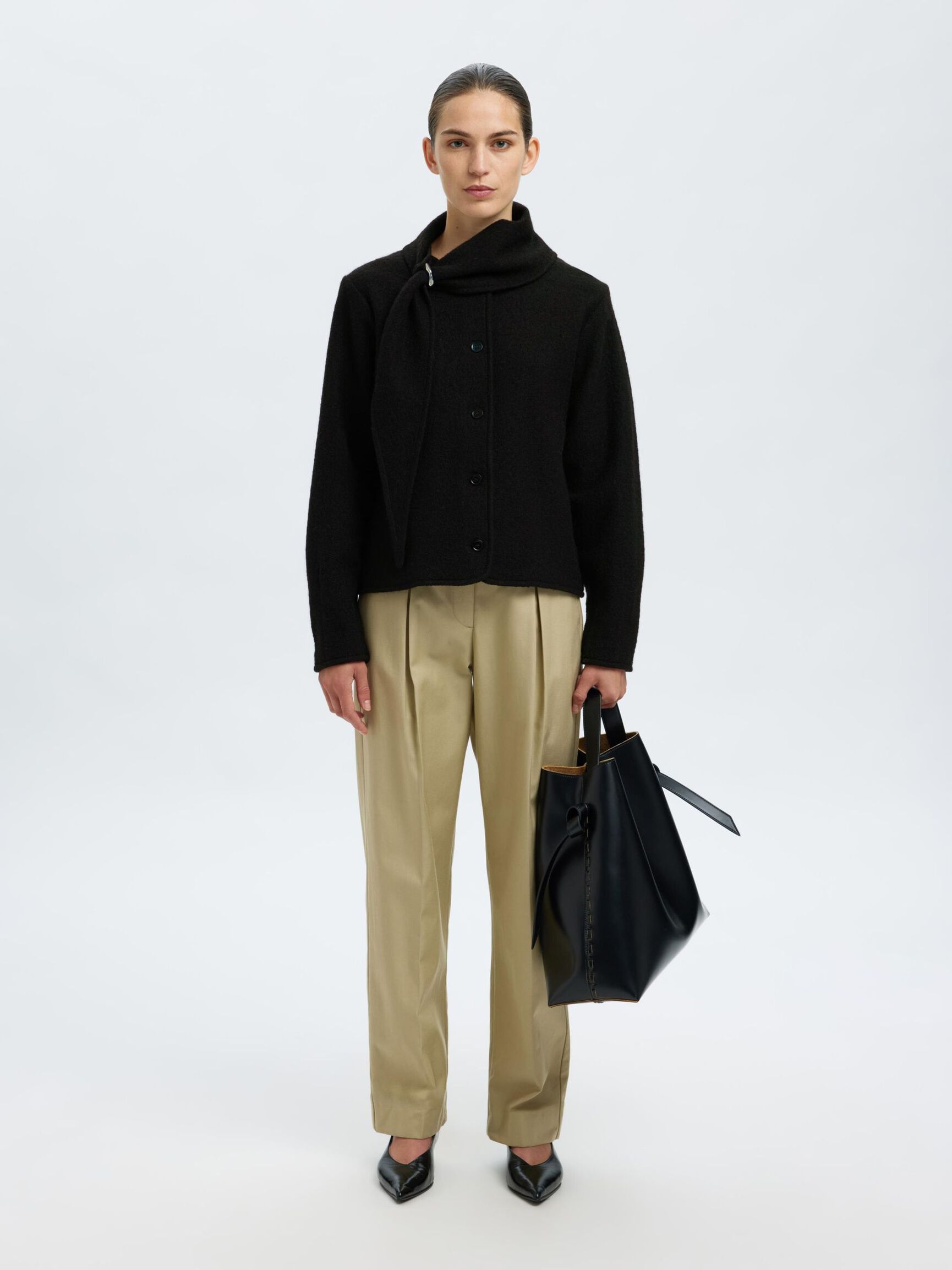 SlfDarla LS knit jacket - Black