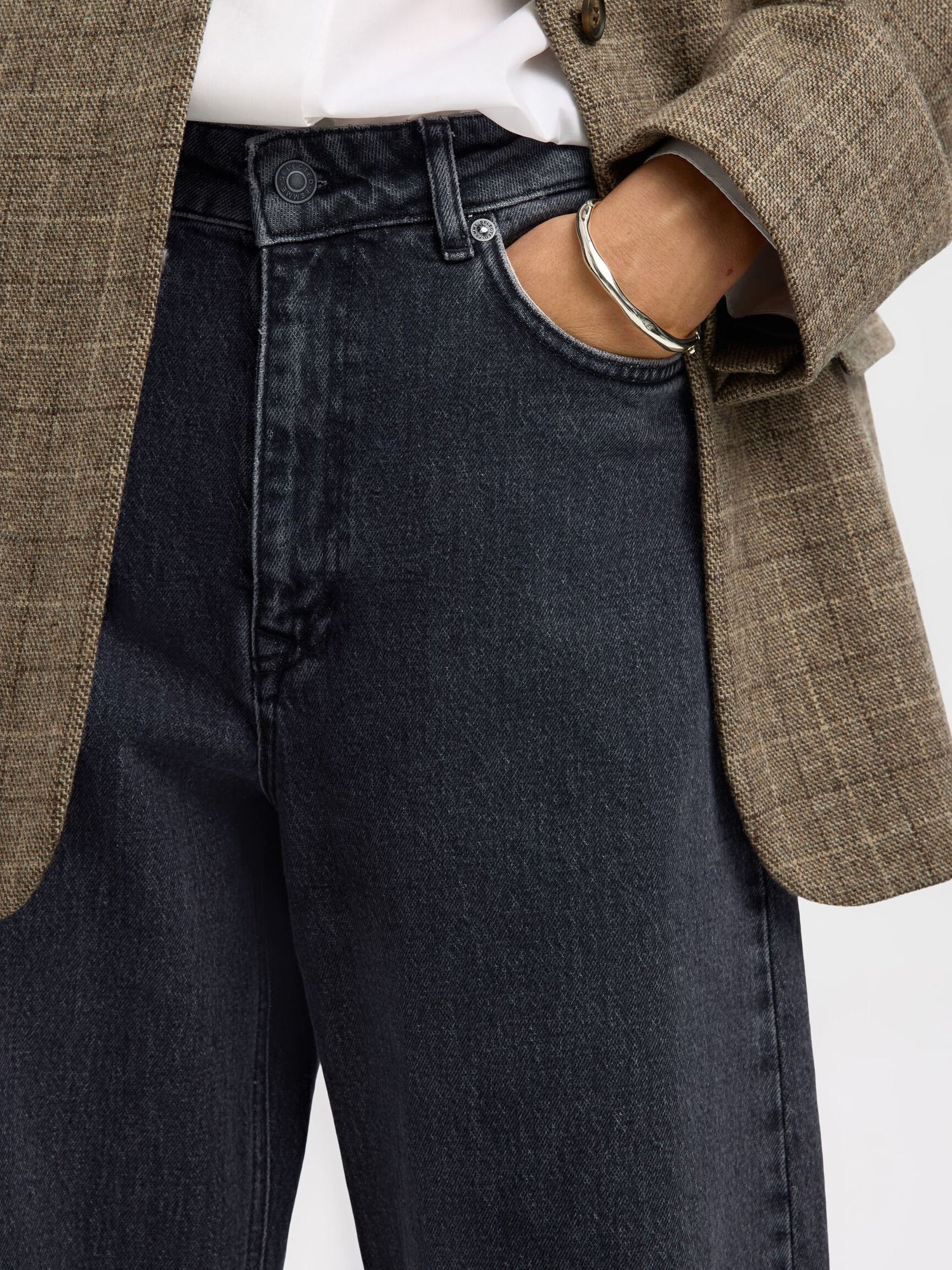 SLFloose Barrel Ane-Kori MW Jeans - Medium Grey Denim