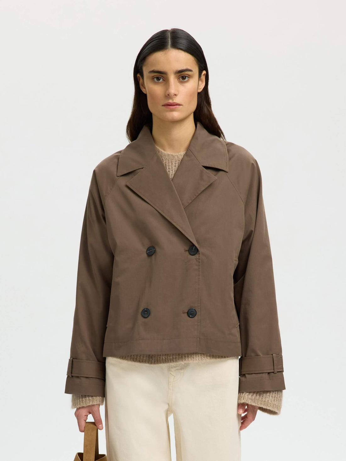 SLFnew Cilo Short Trenchcoat - Chocolate Dip
