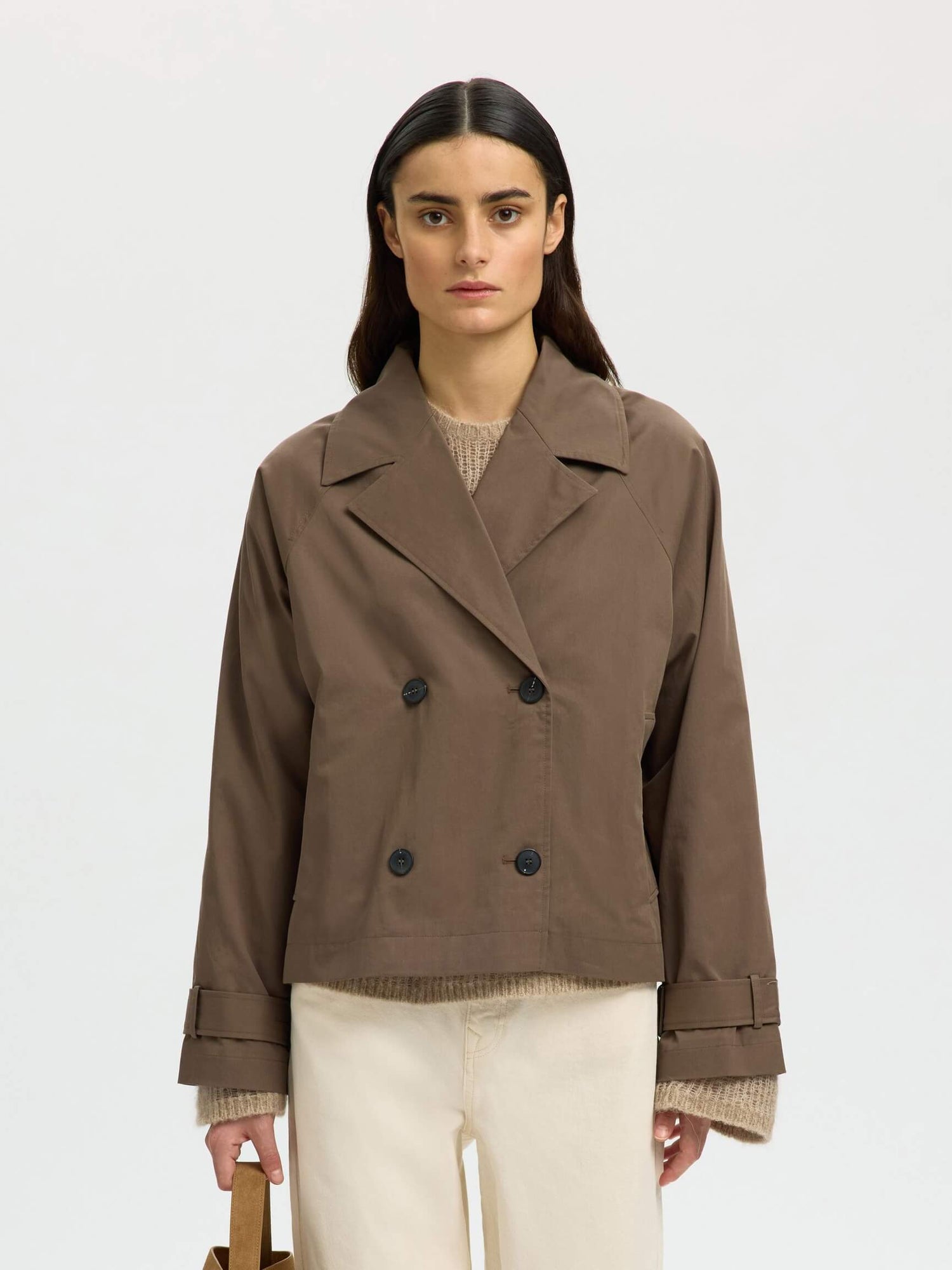 SLFnew Cilo Short Trenchcoat - Chocolate Dip