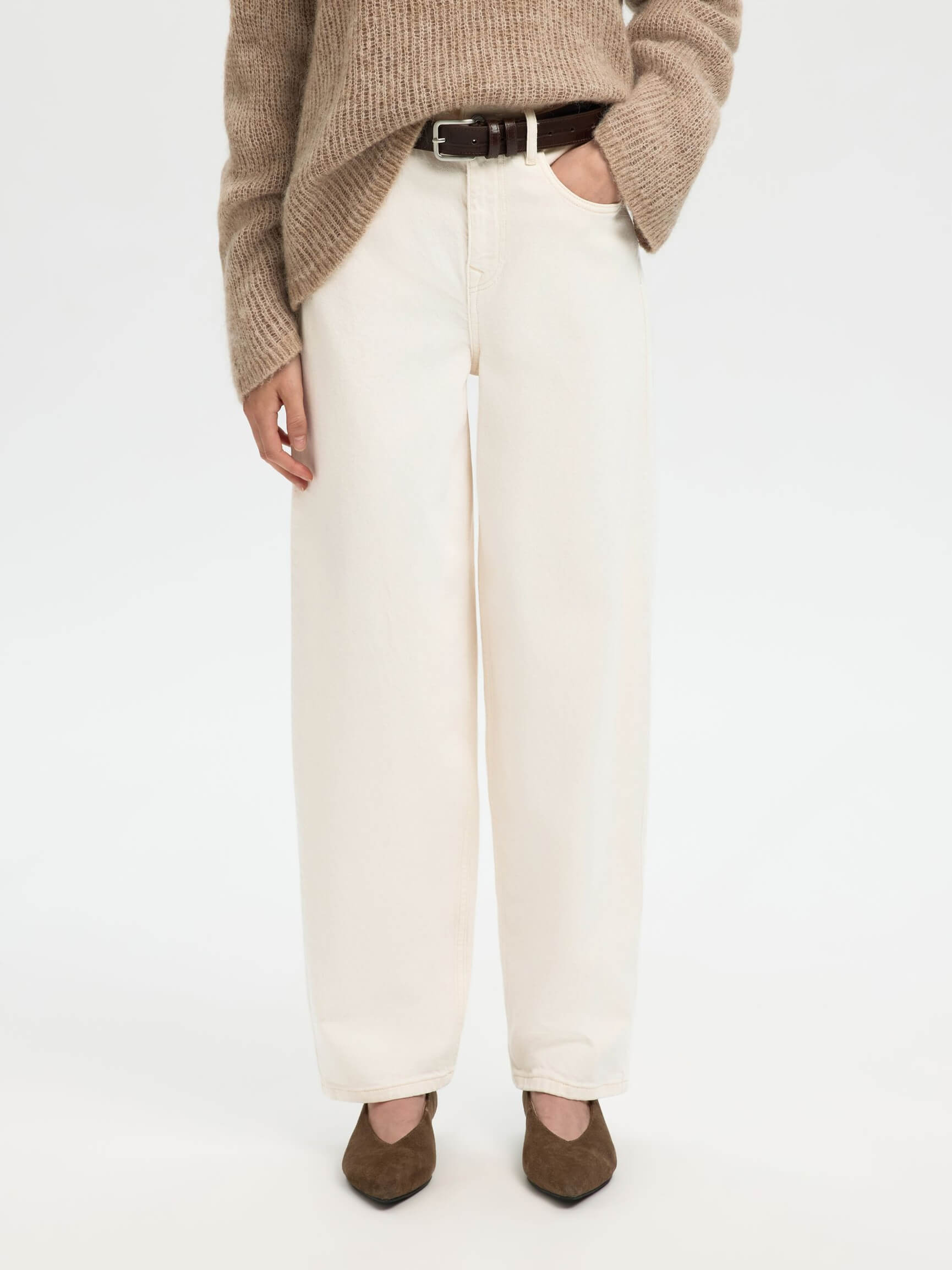 SLFbarrel Ebba HW Jeans - Egret