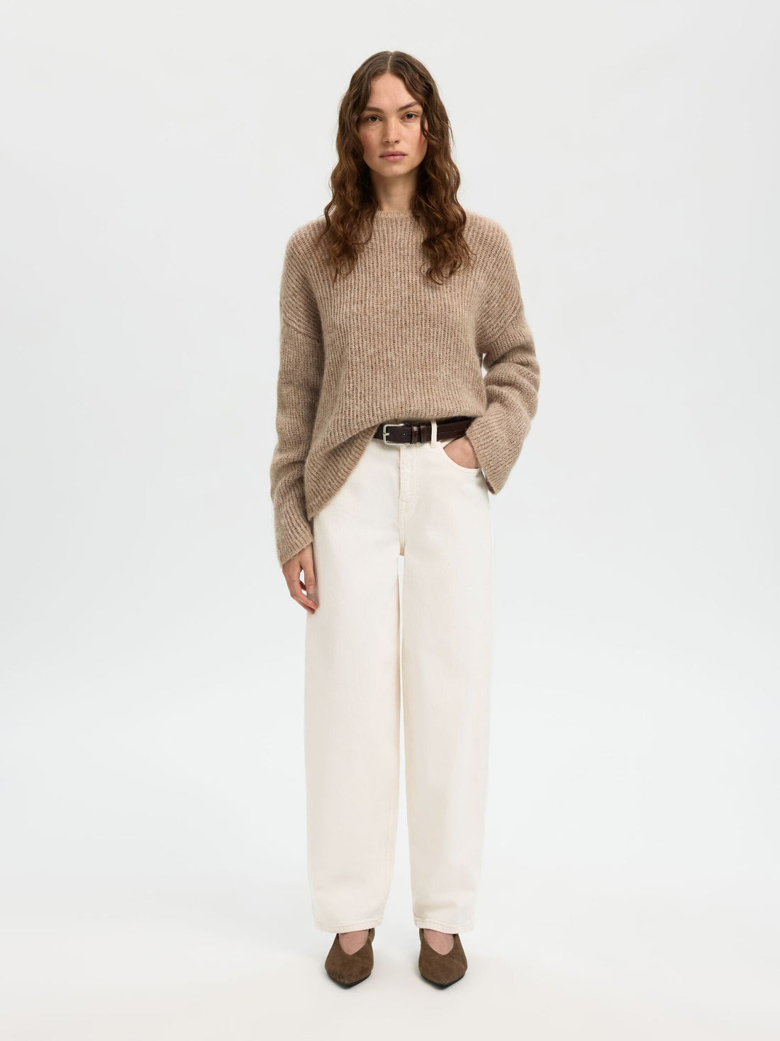 SLFbarrel Ebba HW Jeans - Egret