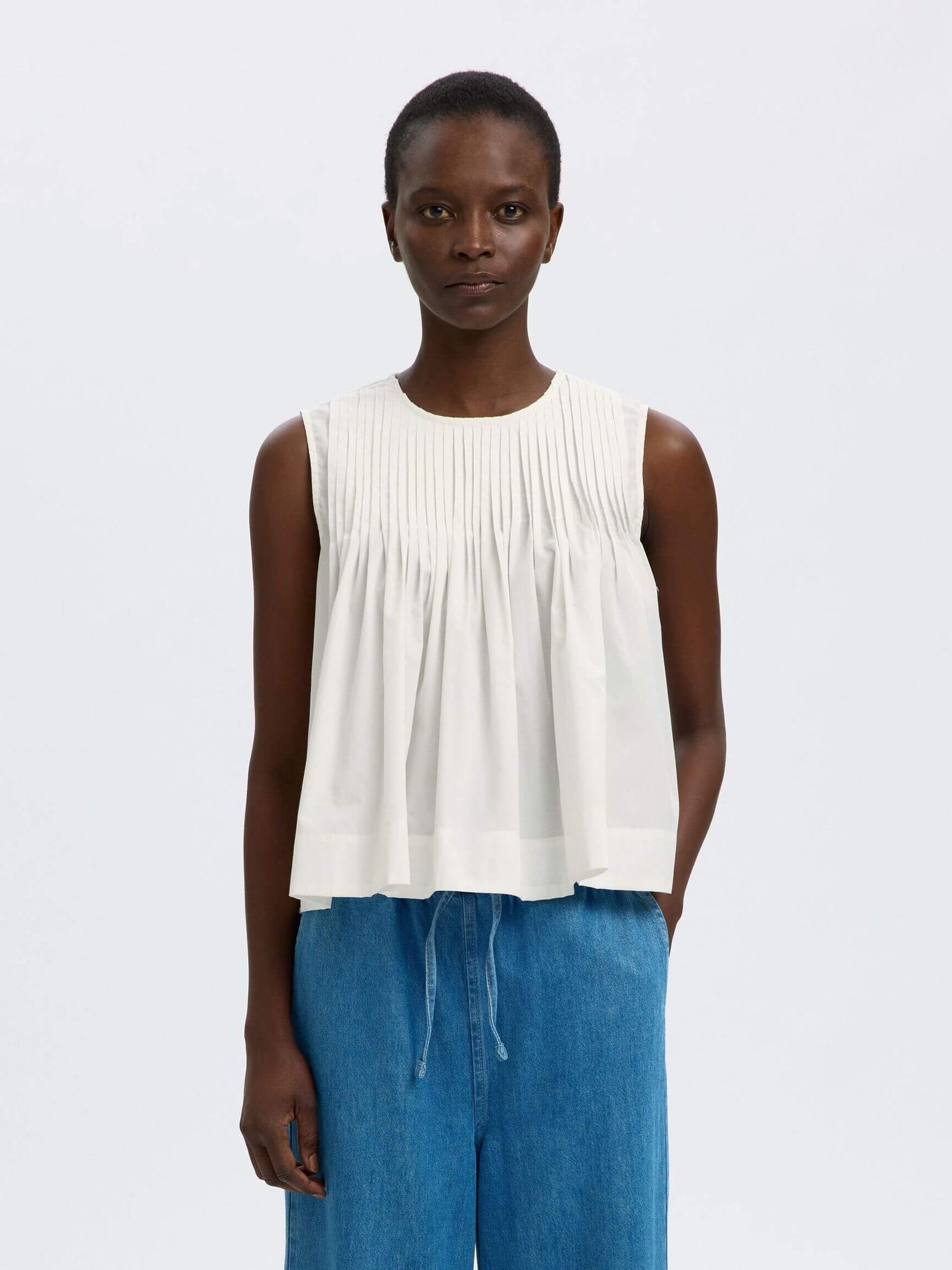 SLFsophia SL Pleated Top - Snow White