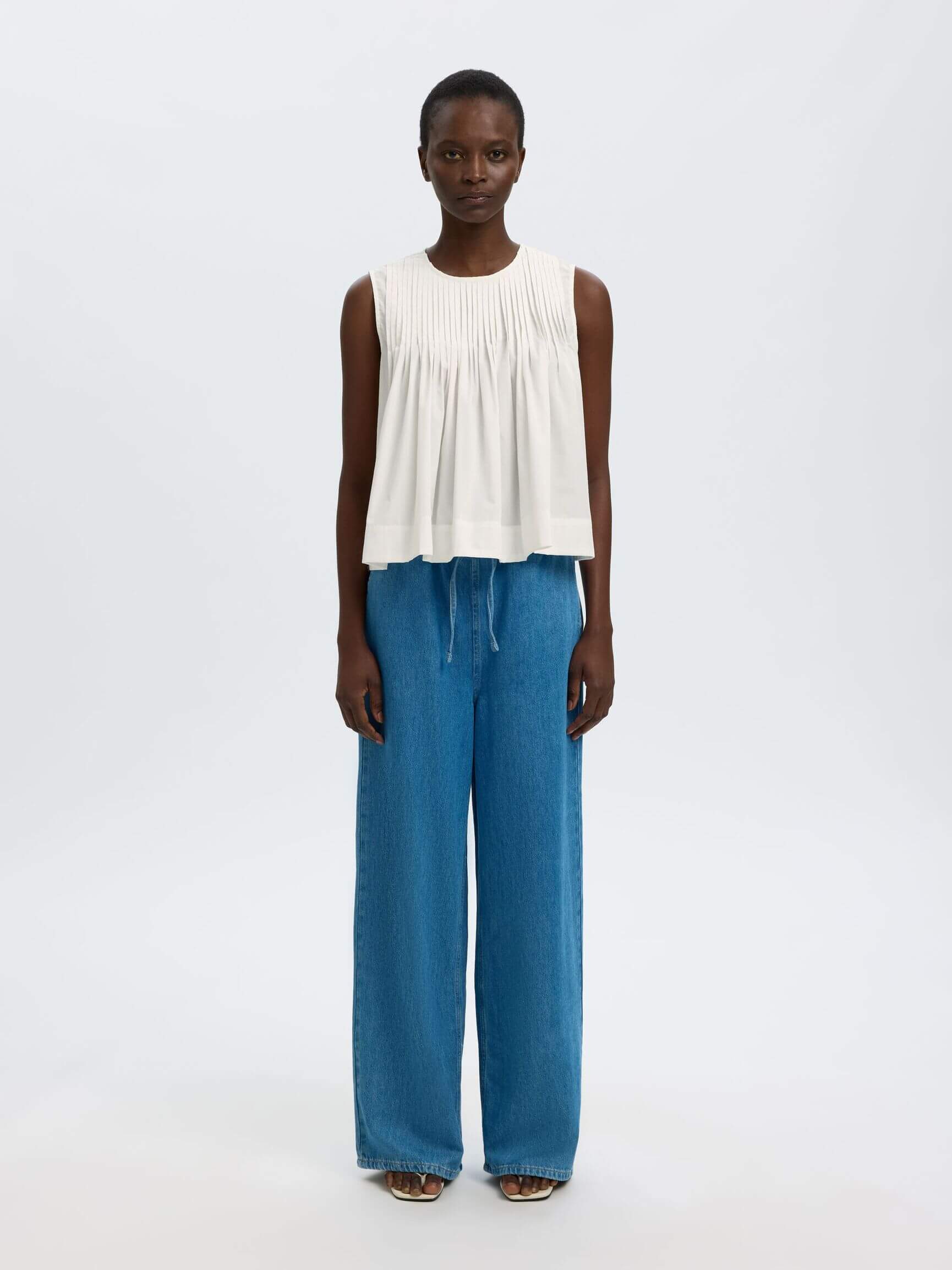 SLFsophia SL Pleated Top - Snow White