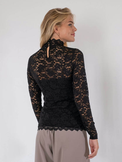 Liza Laceflower Blouse - Black