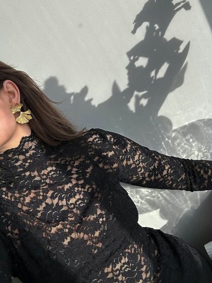 Liza Laceflower Blouse - Black