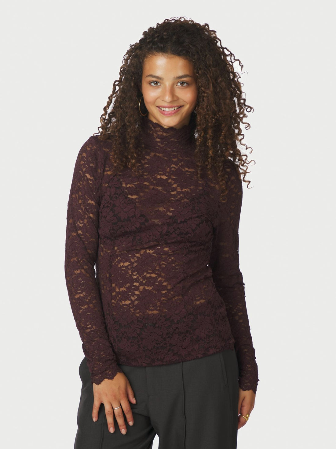 Liza Laceflower Blouse - Burgundy