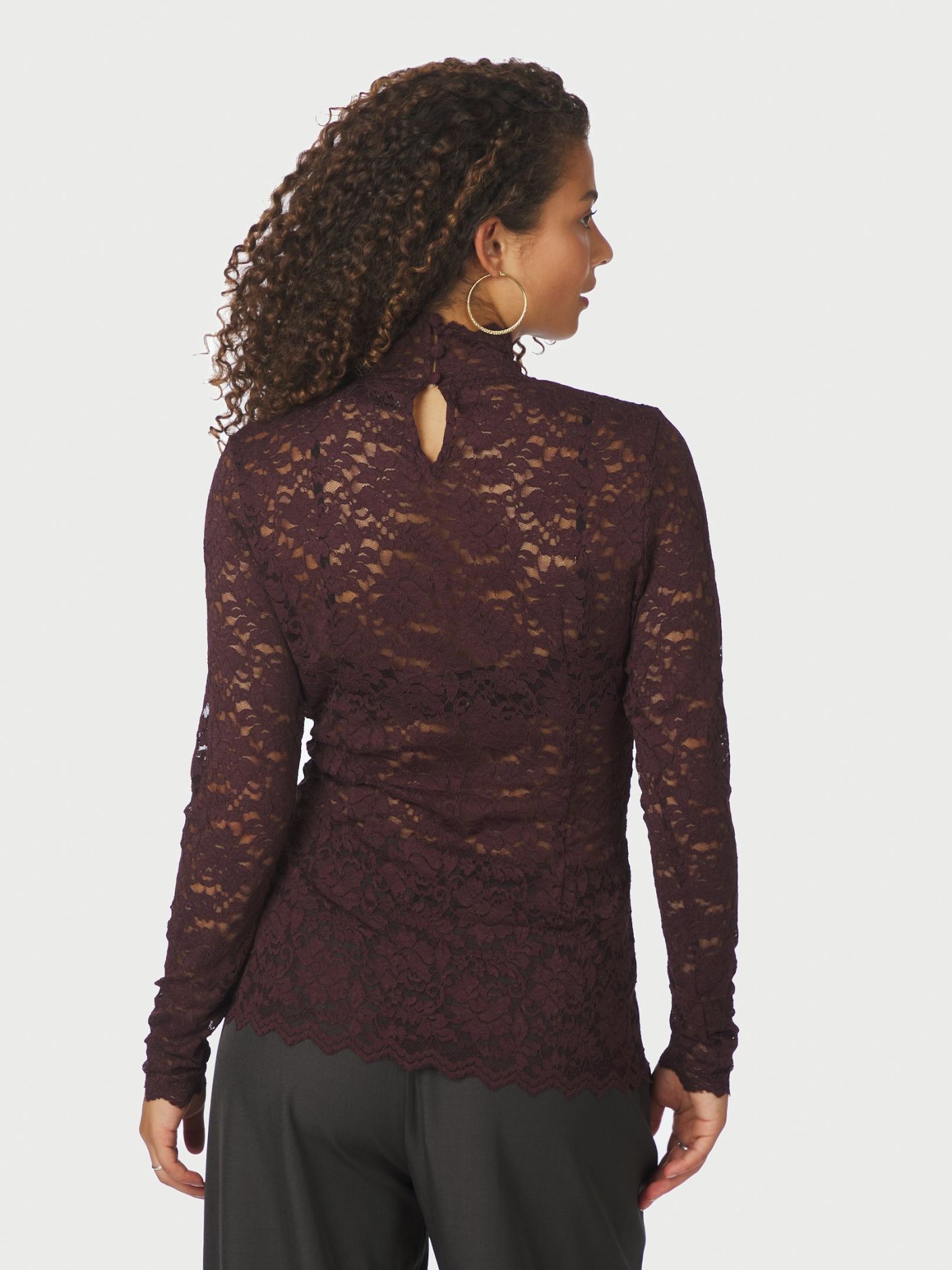 Liza Laceflower Blouse - Burgundy