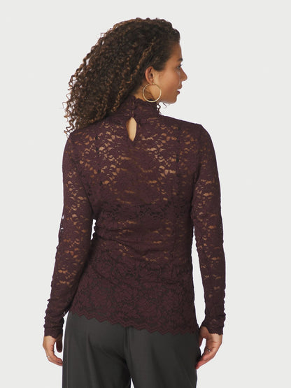 Liza Laceflower Blouse - Burgundy