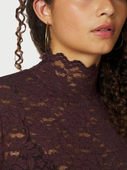 Liza Laceflower Blouse - Burgundy