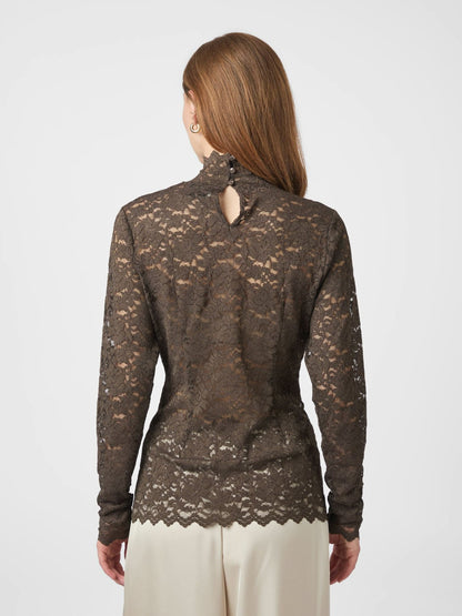 Liza Laceflower Blouse - Chocolate Brown