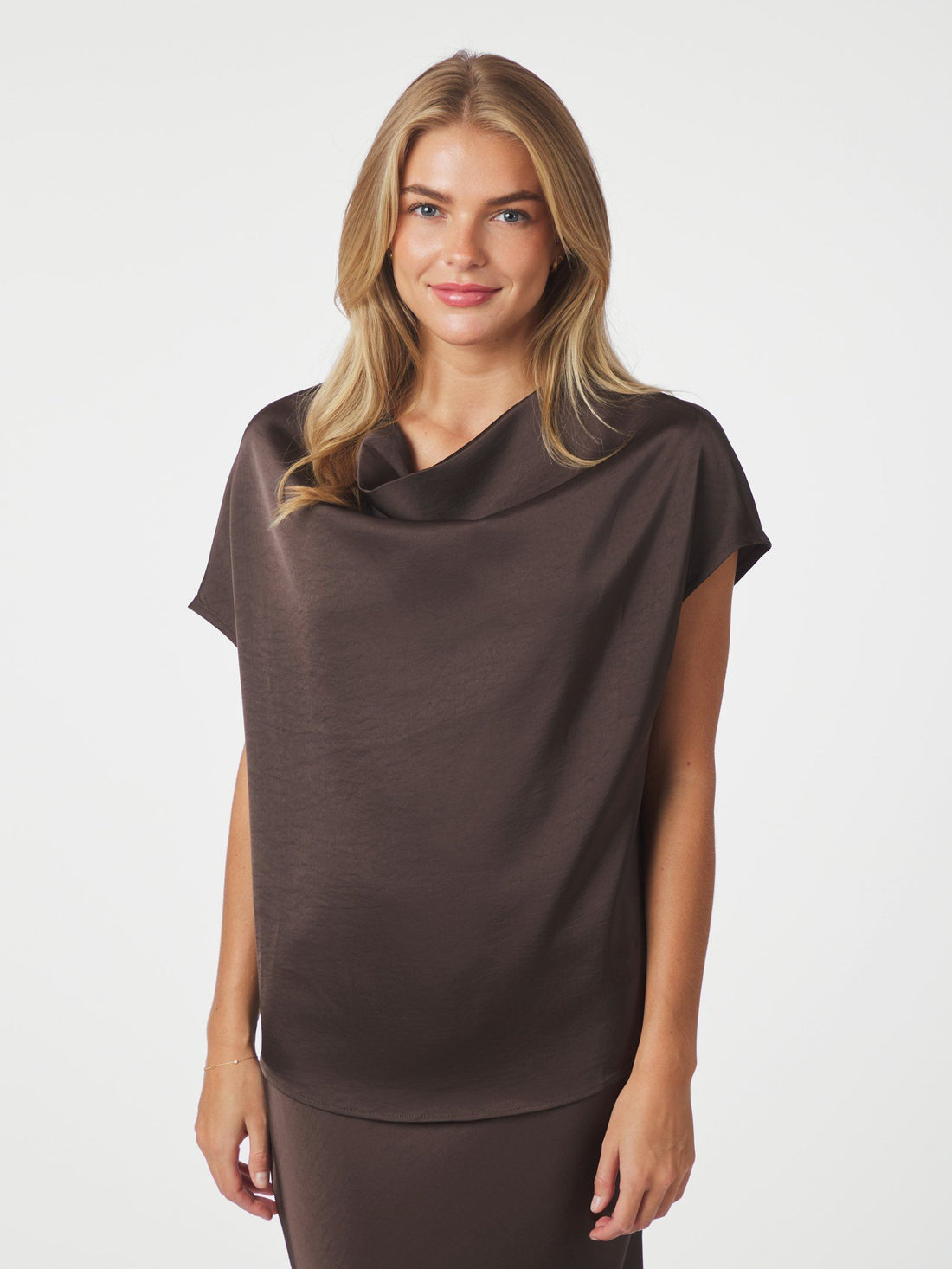 Annabeth Heavy Sateen Tee - Dark Brown