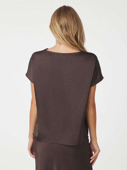 Annabeth Heavy Sateen Tee - Dark Brown