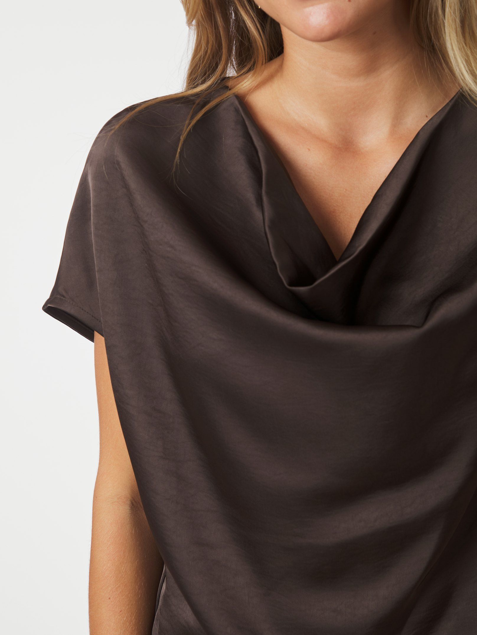 Annabeth Heavy Sateen Tee - Dark Brown