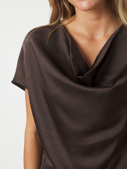 Annabeth Heavy Sateen Tee - Dark Brown