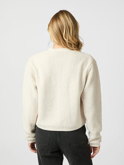 Limo Fluffy Knit Cardigan - Creme