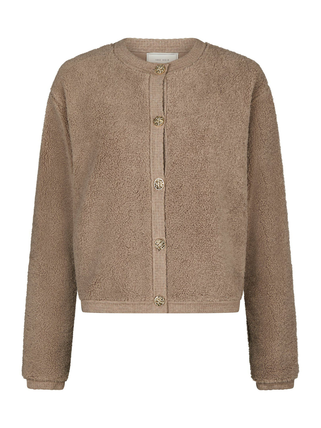 Limo Fluffy Knit Cardigan - Dark Sand