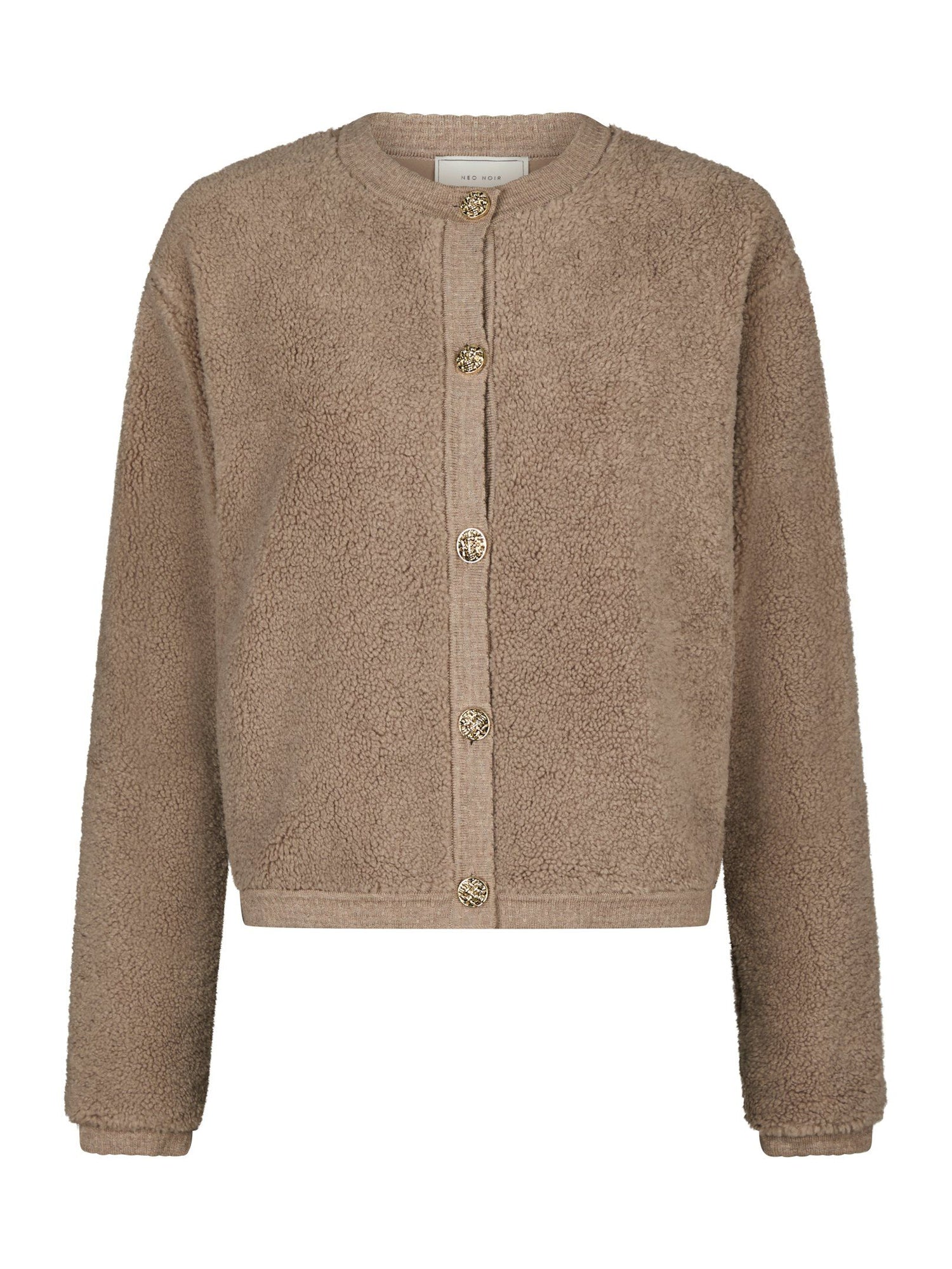 Limo Fluffy Knit Cardigan - Dark Sand