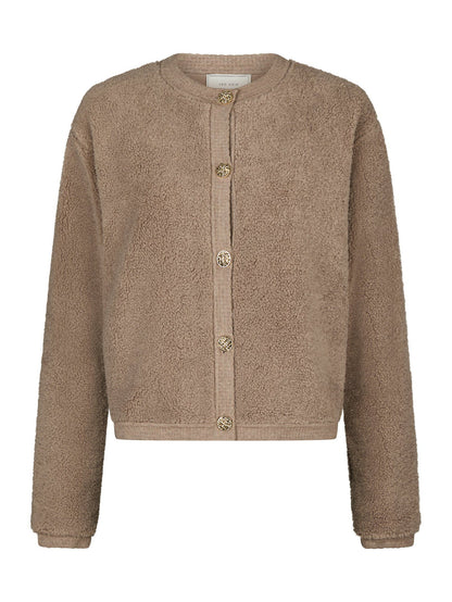 Limo Fluffy Knit Cardigan - Dark Sand