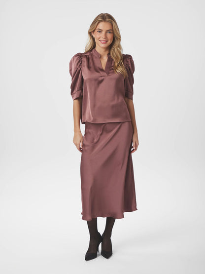 Roella Heavy Sateen Blouse - Dark Rose