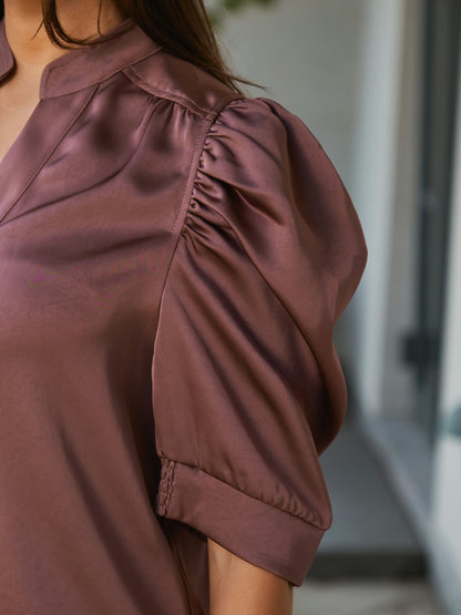 Roella Heavy Sateen Blouse - Dark Rose