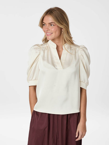 Roella Heavy Sateen Blouse - Pearl