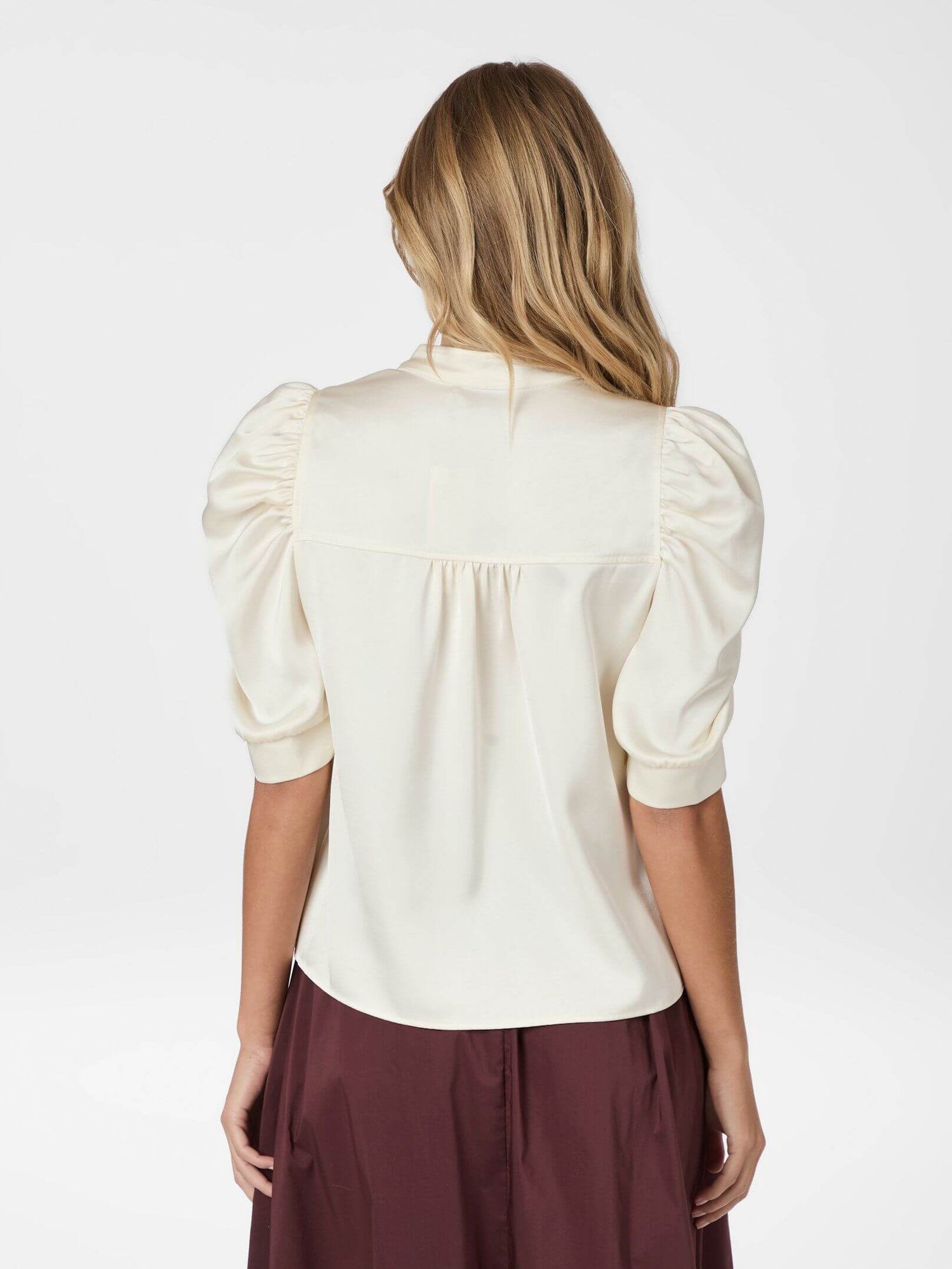 Roella Heavy Sateen Blouse - Pearl