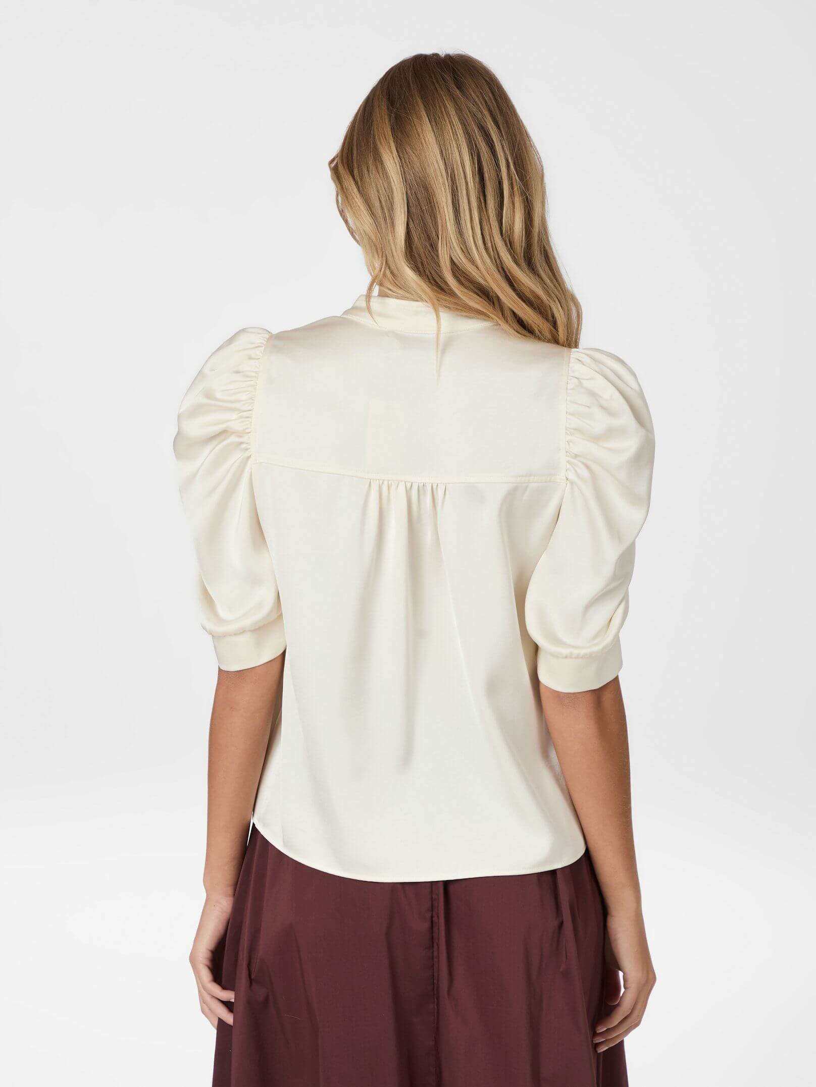 Roella Heavy Sateen Blouse - Pearl