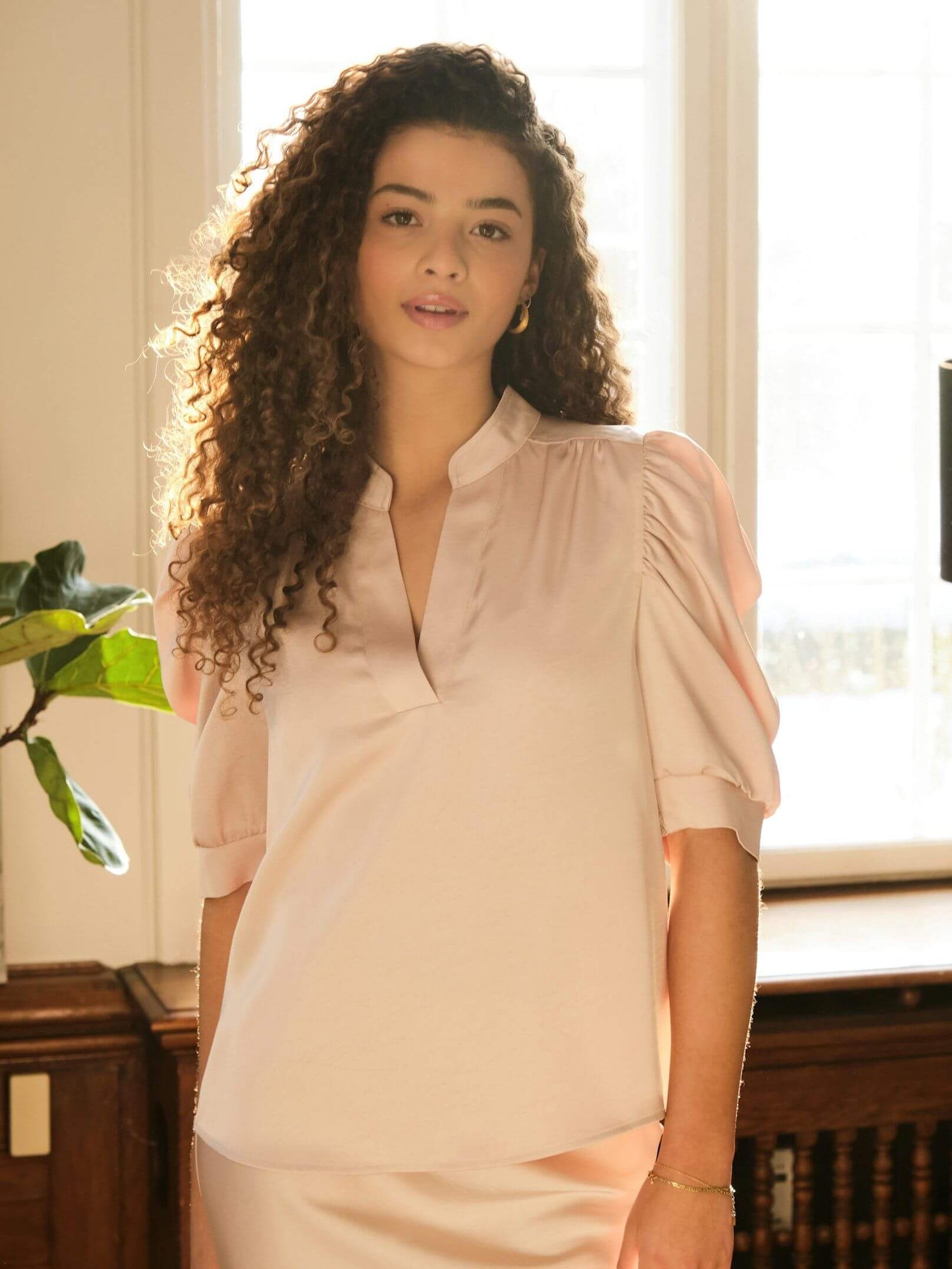 Roella Heavy Sateen Blouse - Pearl