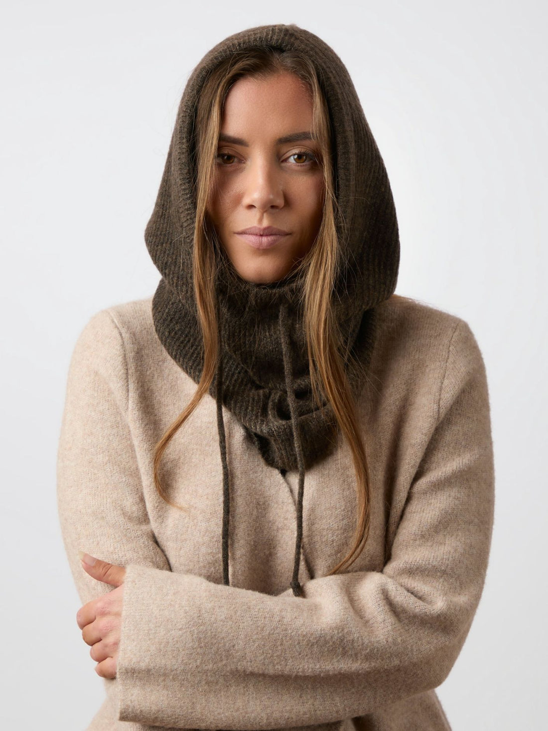 Madita Knit Balaclava - Brown Melange