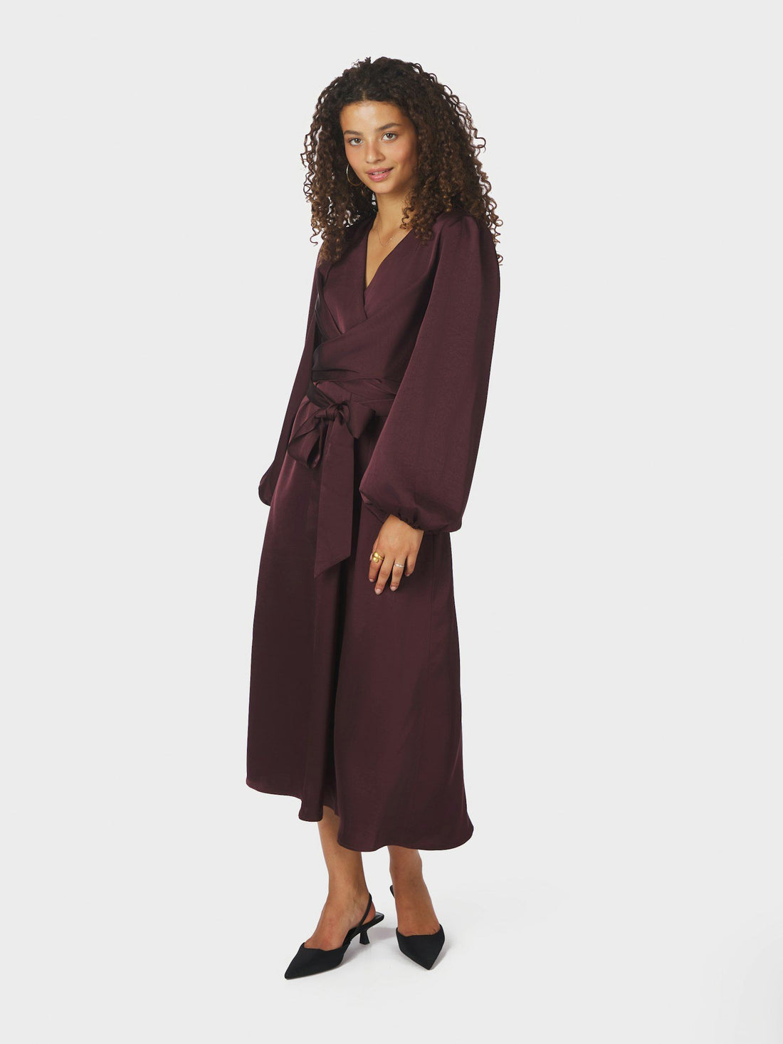 Rimini Heavy Sateen Dress - Burgundy