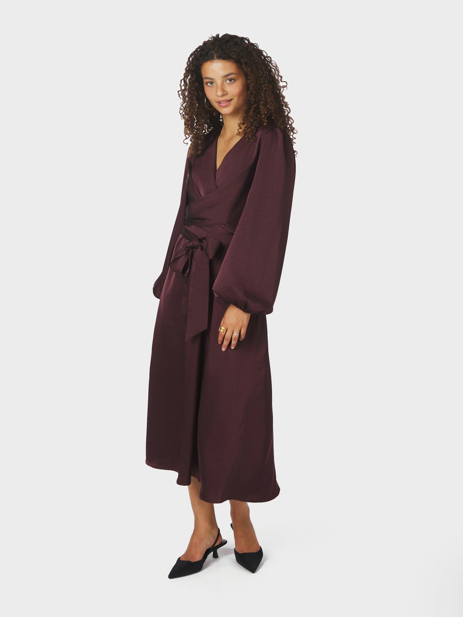Rimini Heavy Sateen Dress - Burgundy