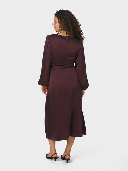 Rimini Heavy Sateen Dress - Burgundy