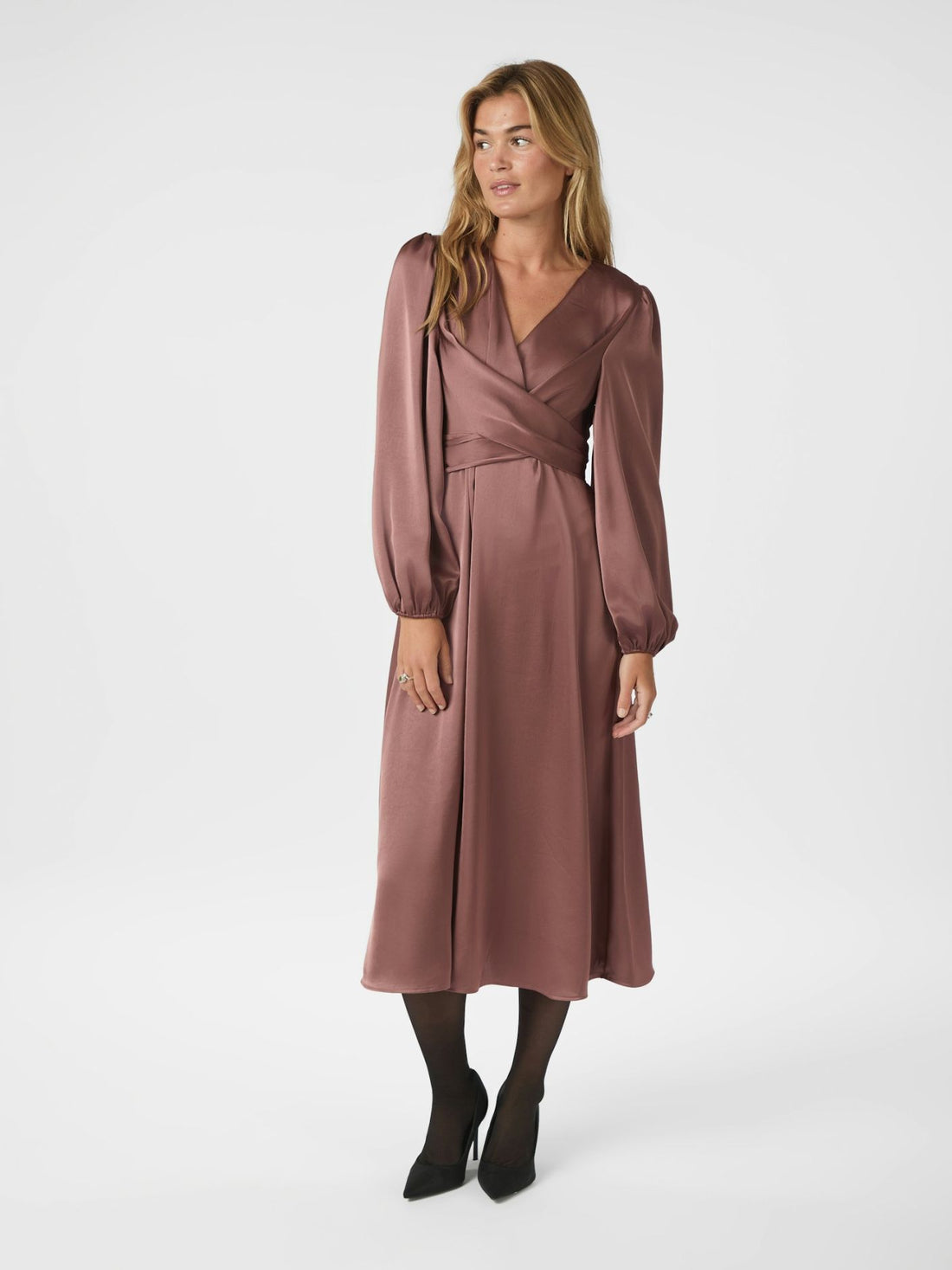 Rimini Heavy Sateen Dress - Dark Rose