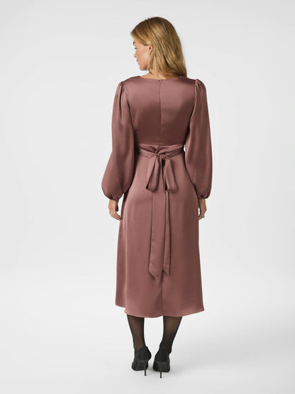 Rimini Heavy Sateen Dress - Dark Rose