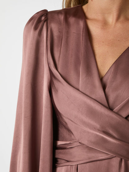 Rimini Heavy Sateen Dress - Dark Rose