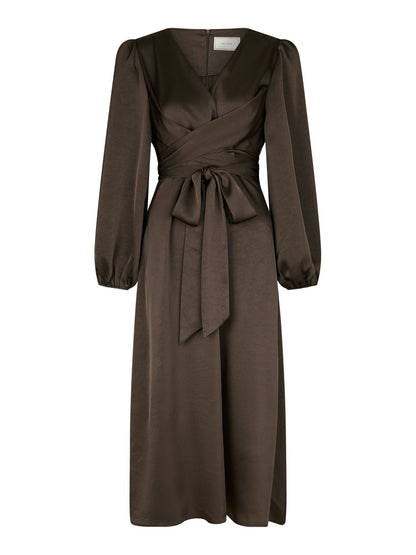 Rimini Heavy Sateen Dress - Dark Brown