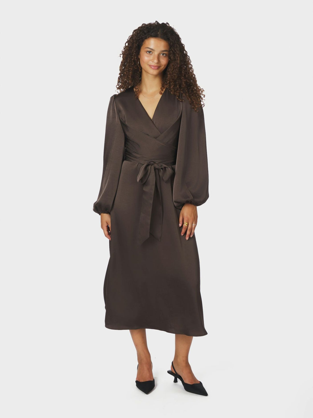 Rimini Heavy Sateen Dress - Dark Brown