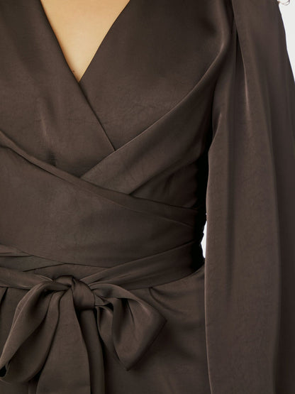 Rimini Heavy Sateen Dress - Dark Brown
