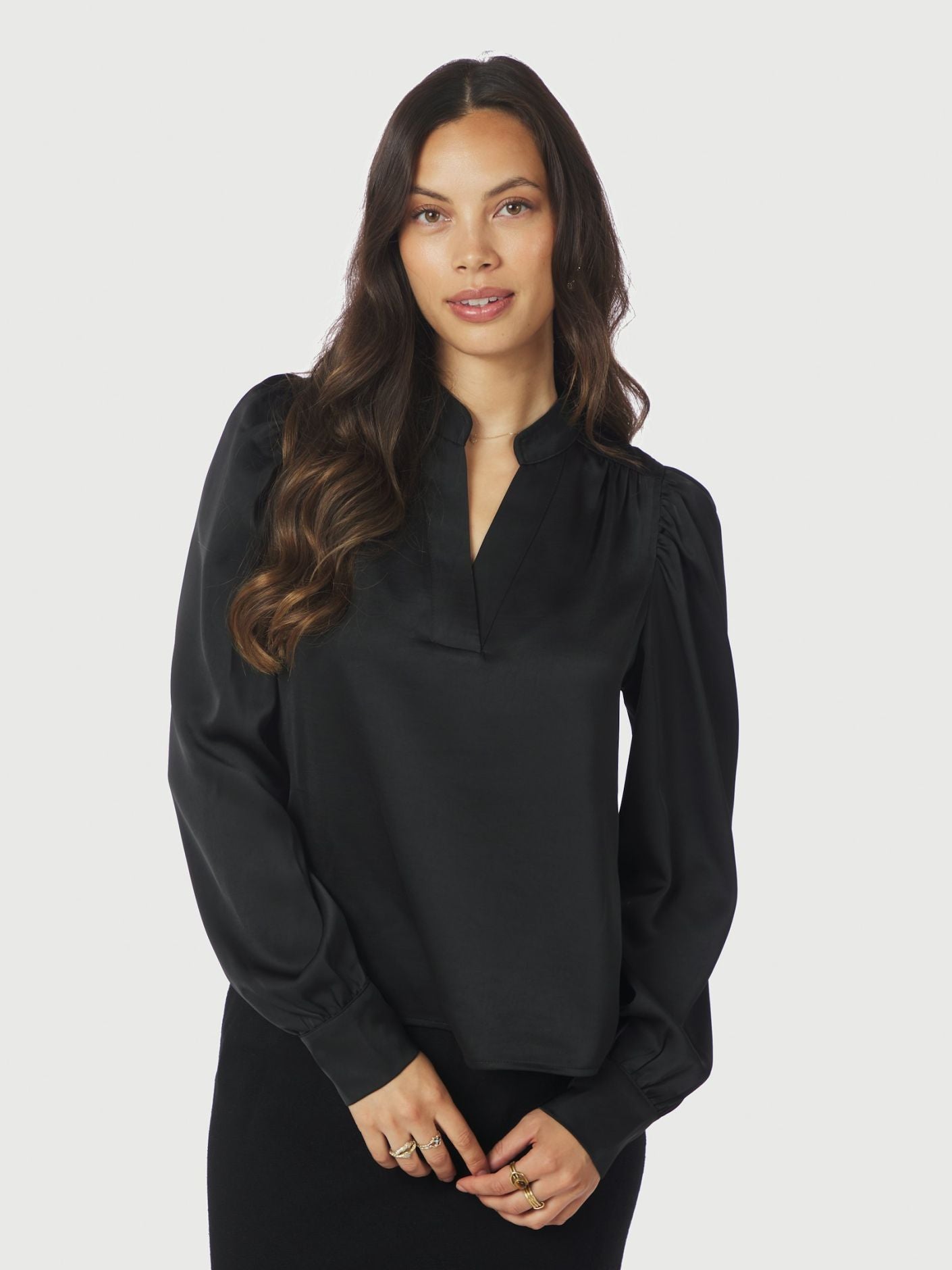Rosslyn heavy sateen blouse - Black